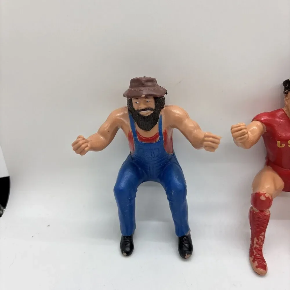 1985 ROWDY RODDY PIPER, HILLBILLY JIM NIKOLAI VOLKOFF WWF LJN THUMB WRESTLER LOT
